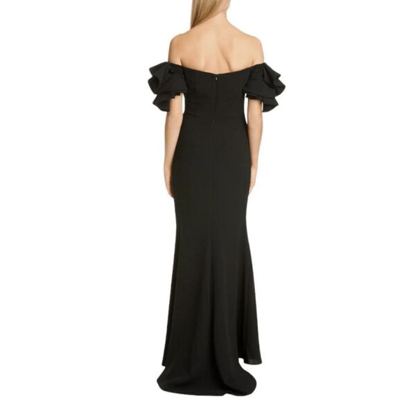 Like New Badgley Mischka Origami Off the Shoulder Gown, Black, Size 2 - Picture 3 of 4